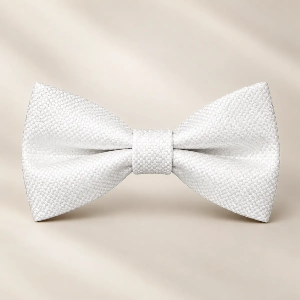 Nœud Papillon Blanc Texturé Satiné