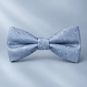Nœud Papillon Bleu Ciel Satiné à Motifs Floraux
